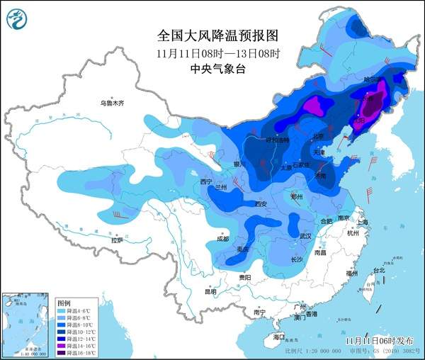北方雨雪今日将达鼎盛 东北等地降温剧烈