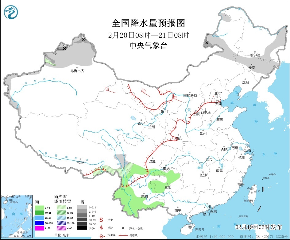 全国大部地区温度持续回升 东北中北部新疆北部有降雪