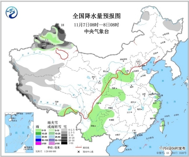 华北黄淮雾和霾7日将消散 新疆雨雪降温持续