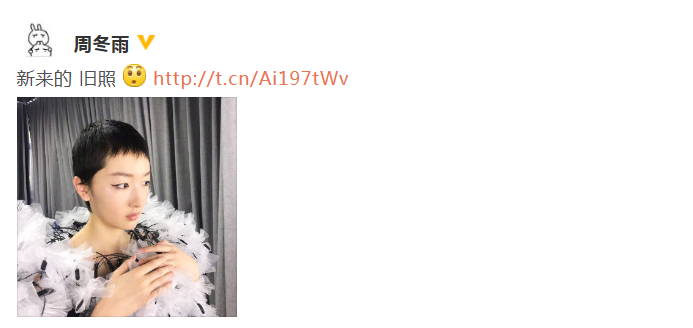 这个旧照太新了！周冬雨晒寸头旧照 为造型保密戴半年假发