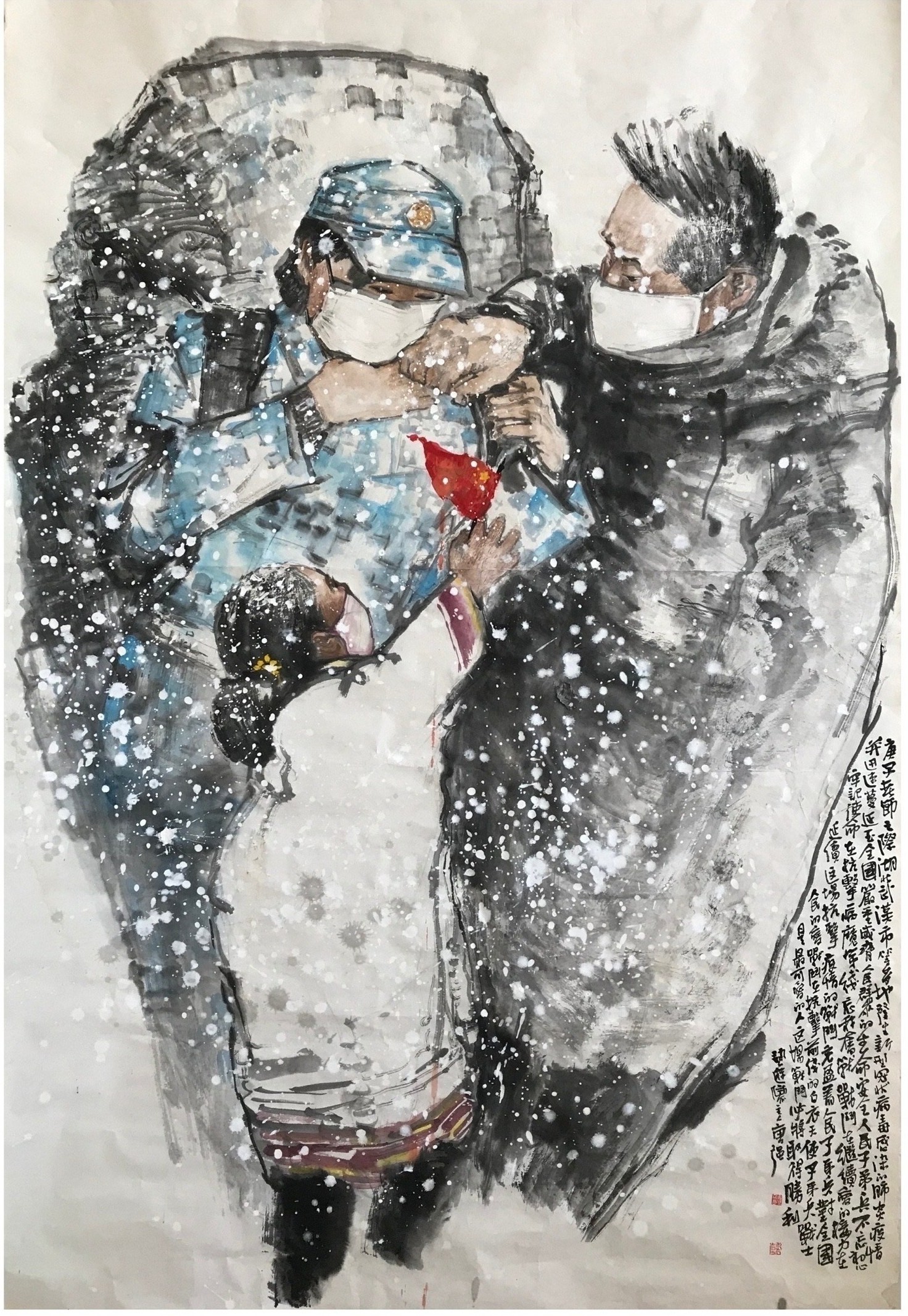 山东文艺工作者画笔描绘《最美出征》