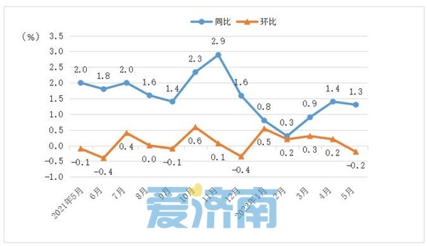 济南：5月份CPI同比上涨1.3% 猪肉价格下降28.5%