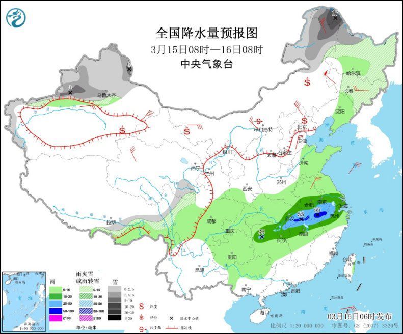 冷空气给北方带来大风降温沙尘 中东部迎大范围雨雪
