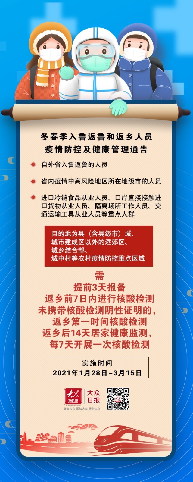 这三类人员回山东老家请居家14天，何时开始实施？看这5张海报