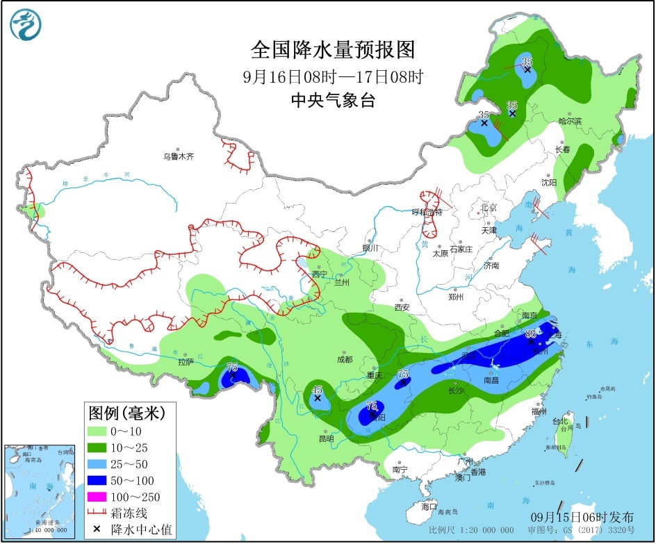 中东部自西向东将有一次大范围降雨过程