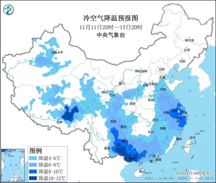 中央气象台:江南华南等地有明显降温过程 南方地区多阴雨天气