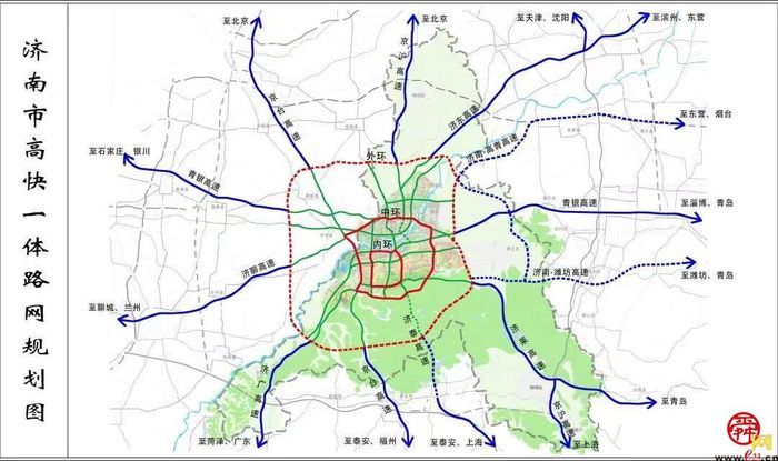 向南順接濟樂高速,新建石濟客專黃河公鐵兩用橋跨越黃河,止於濟廣高速