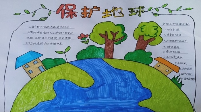 学生们通过"朗诵诗歌""手抄报"等方式表达了对世界地球日活动的支持与