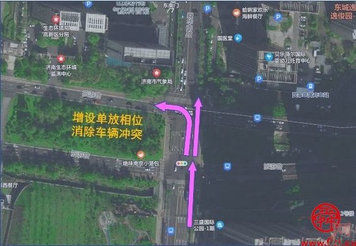 @济南人请注意旅游路-舜华南路交叉口已优化 通行效率明显提高