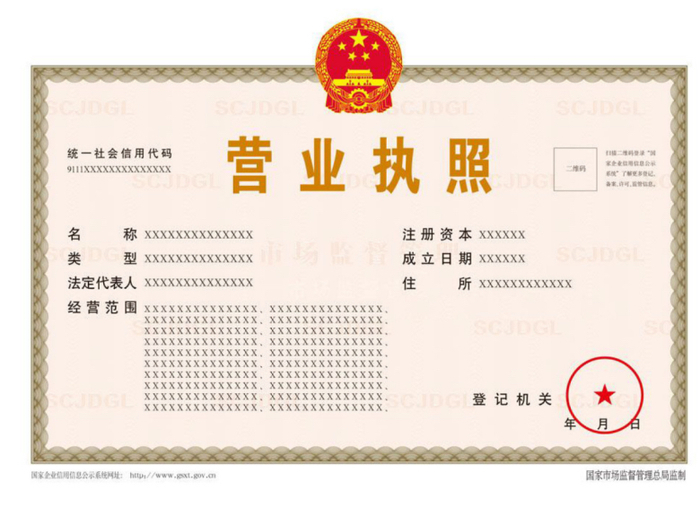 公司,非公司企业法人,合伙企业,分支机构等类型市场主体的营业执照不