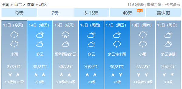 久雨迎新晴！今日雨后济南蓝天白云气质佳 本周后期仍多雨