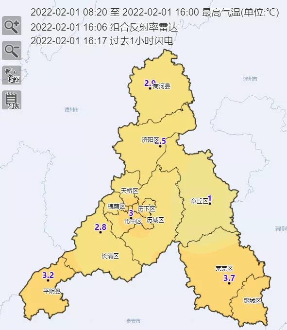 未來兩天濟南氣溫回升初四局地有小雪降水概率30