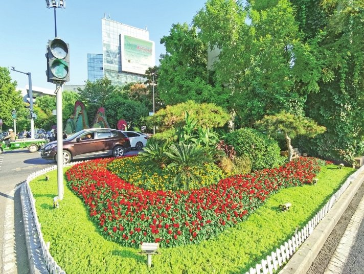 5组立体花卉造型5819万盆鲜花济南市中花团锦簇盛装迎国庆